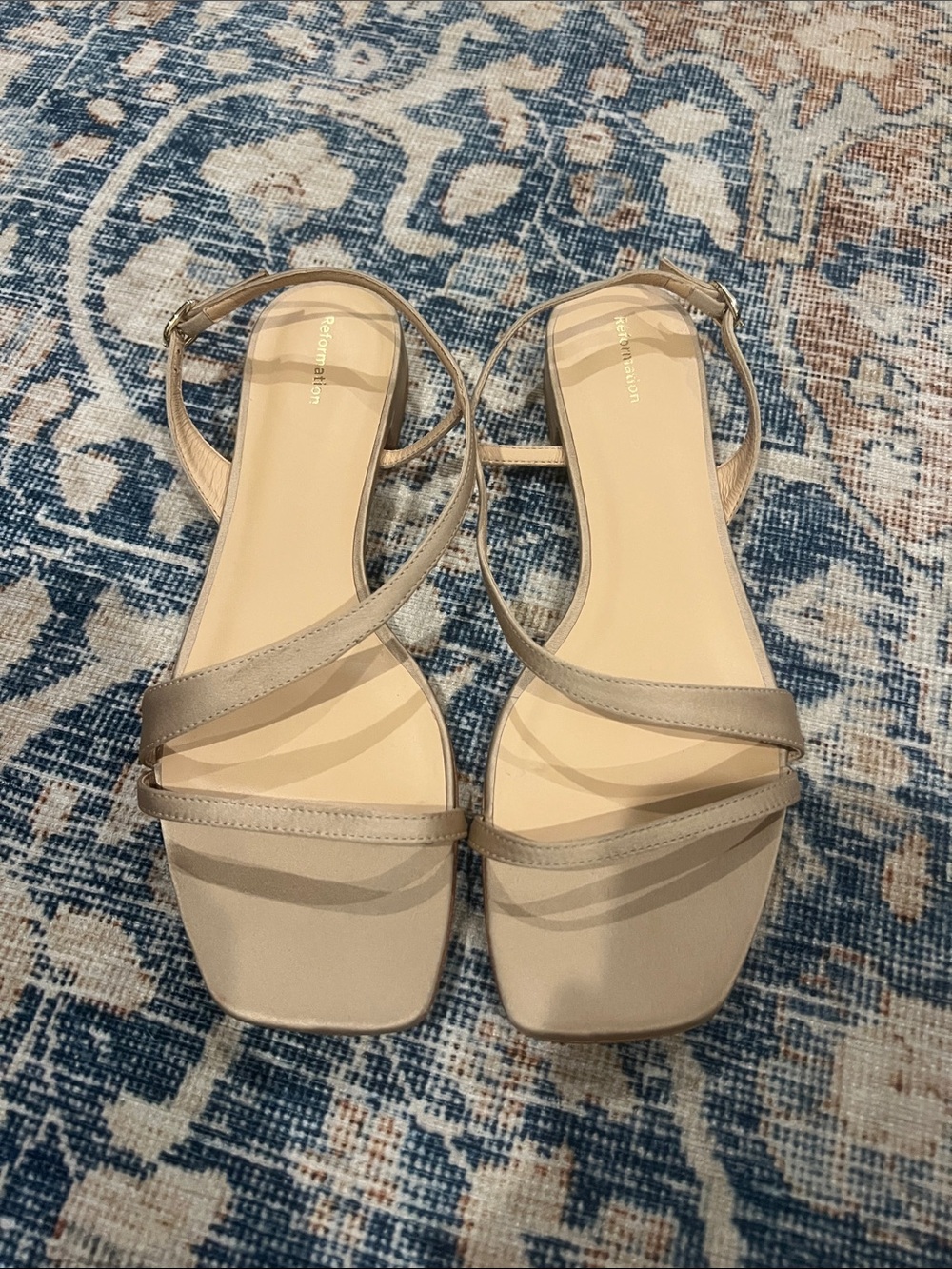 Reformation Women's Strappy Square-Toe Sandals - Nude size 10